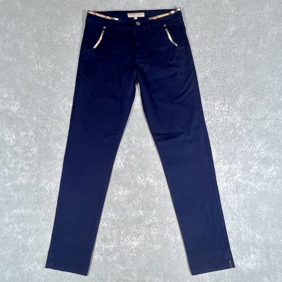 Burberry Pants Womens 28 Navy Blue Cotton Chino Nautical Buttons Sailing 2441
